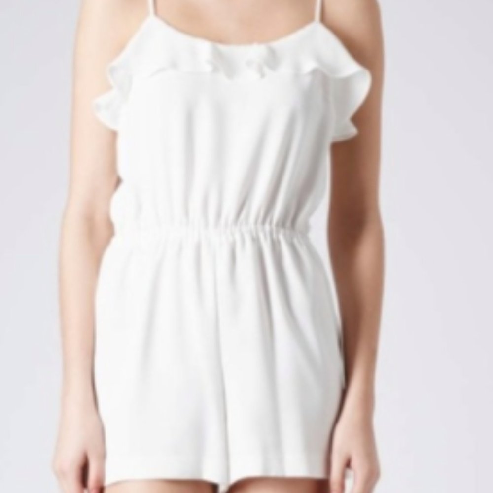 White ruffled romper